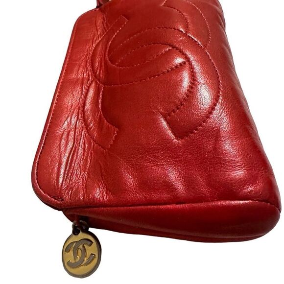 Chanel mini red leather pouch - Picture 10 of 14